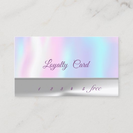 Elegante Zilveren, Holografische Loyaltykaart Klantenkaartje (Voorkant)
