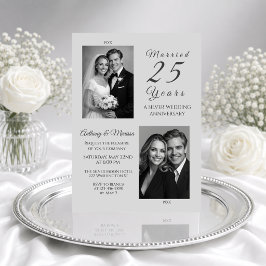 Elegante zilveren huwelijksjubileum 25 jaar kaart