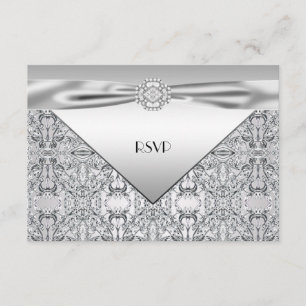 Elegante zilveren huwelijksjubileumfeest RSVP Kaartje