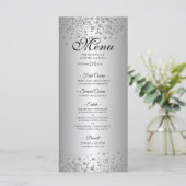 Elegante zilveren huwelijksmenu menu (Staand voorkant)