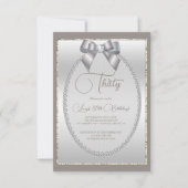 Elegante zilveren juwelen boog verjaardag kaart (Voorkant)