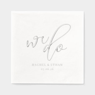 Elegante zilveren kalligrafie folie servetten