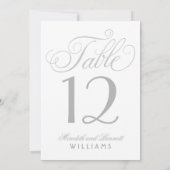 Elegante Zilveren Kalligrafie Trouwtafel Nummer Kaart (Achterkant)