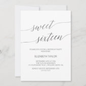 Elegante zilveren kalligrafie zoet zestien kaart (Voorkant)