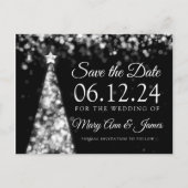 Elegante zilveren kerst bruiloft Save the date Aankondigingskaart (Voorkant)