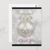 Elegante zilveren kerstbal bedankje briefkaart (Voorkant / Achterkant)