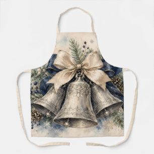 Elegante Zilveren Kerstbellen Waterverf Schort
