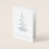 Elegante Zilveren Kerstboom Foto Echt Folie Kaarten (Voorkant)