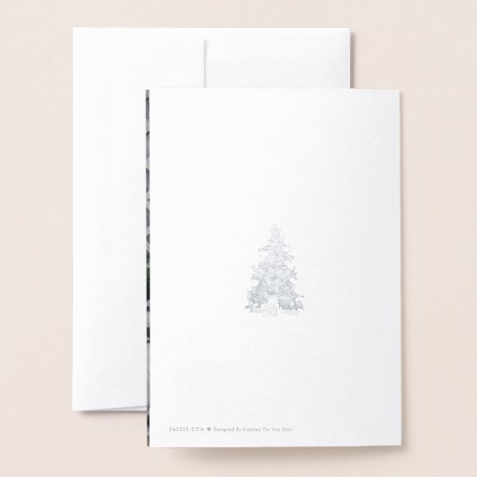 Elegante Zilveren Kerstboom & Geschenken Foto Echt Folie Kaarten (Met envelop)