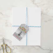 Elegante zilveren kerstboom met bokeh-effect cadeaulabel (Met Touw)