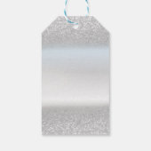 Elegante zilveren kerstboom met bokeh-effect cadeaulabel (Achterkant)