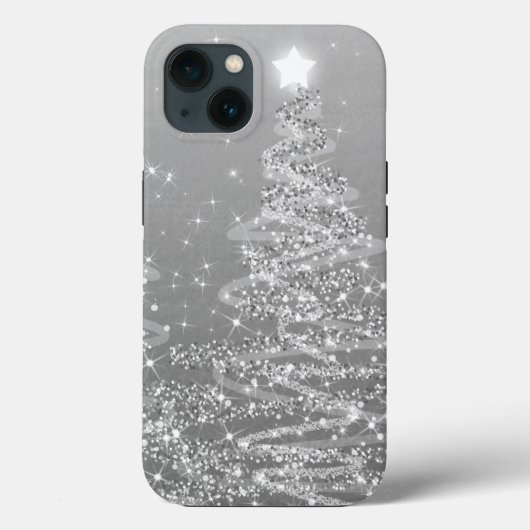 Elegante Zilveren Kerstboom met Glitters Case-Mate iPhone Case (Achterkant)