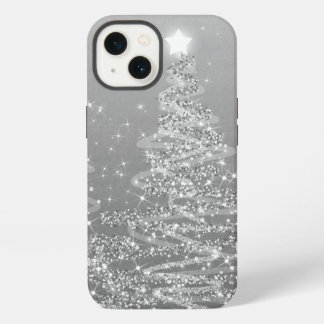 Elegante Zilveren Kerstboom met Glitters iPhone 13 Hoesje