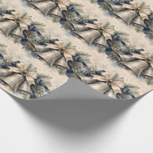 Elegante zilveren kerstklokken waterverf cadeaupapier