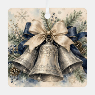 Elegante zilveren kerstklokken waterverf metalen ornament