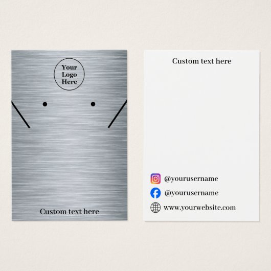 Elegante zilveren kettingen oorbellen Display Kaar Visitekaartje (Voorkant /achterkant)