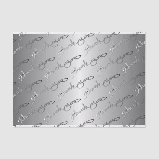 Elegante zilveren kleur "Dank u" Handgeschreven Tissuepapier (Voorkant)