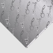 Elegante zilveren kleur "Dank u" Handgeschreven Tissuepapier (Detail)