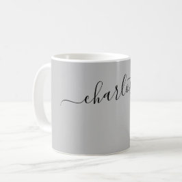 Elegante zilveren kleur moderne naam gepersonalise koffiemok