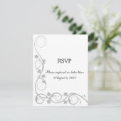 Elegante zilveren kronkels RSVP / Antwoordkaart Kaart (Staand voorkant)