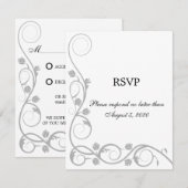 Elegante zilveren kronkels RSVP / Antwoordkaart Kaart (Voorkant / Achterkant)