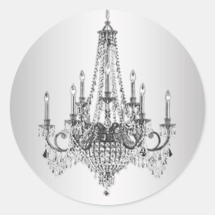 Elegante zilveren kroonlucherstickers ronde sticker