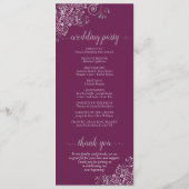 Elegante zilveren krullen cassis Paarse magenta br Programmakaart (Achterkant)