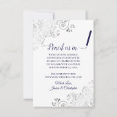 Elegante Zilveren Krullen Navy Blauwe Foto Witte T Save The Date (Achterkant)