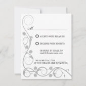 Elegante Zilveren Krullen RSVP / Antwoordkaart Kaart (Achterkant)