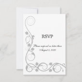 Elegante Zilveren Krullen RSVP / Antwoordkaart Kaart (Voorkant)