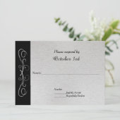 Elegante zilveren krullen trouwkaart RSVP Kaart (Staand voorkant)