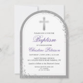 Elegante Zilveren Lavendel Paarse Doopboog Kaart (Voorkant)