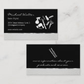 Elegante zilveren lederen bekleding salon stylist visitekaartje (Voorkant / Achterkant)