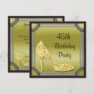 Elegante zilveren lijst gouden stiletto 45e verjaa kaart