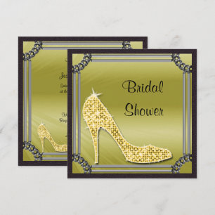 Elegante zilveren lijst gouden stiletto bruidsdouc kaart