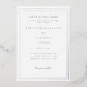 Elegante Zilveren Lijst Huwelijk Bruid Ouders Zilv Folie Uitnodiging (Voorkant)