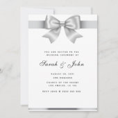 Elegante zilveren lint bruiloft uitnodiging (Voorkant)