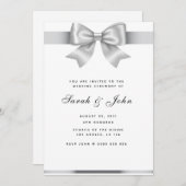 Elegante zilveren lint bruiloft uitnodiging (Voorkant / Achterkant)