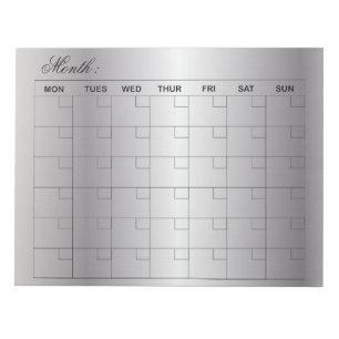 Elegante zilveren maandelijkse kalender planner notitieblok