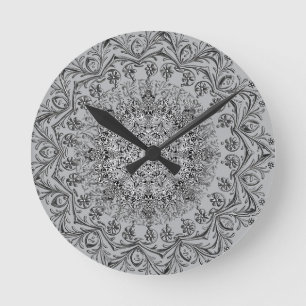 Elegante zilveren mandala patroon ronde wandklok