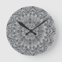 Elegante zilveren mandala patroon ronde wandklok