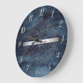 Elegante zilveren Mandala streep Navy blauw Grote Klok (Hoek)