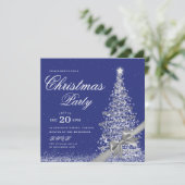 Elegante zilveren marine kerstboom strik kaart (Staand voorkant)