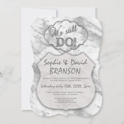 Elegante Zilveren Marmer We zijn nog steeds getrou Kaart (Voorkant)