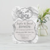 Elegante Zilveren Marmer We zijn nog steeds getrou Kaart (Staand voorkant)