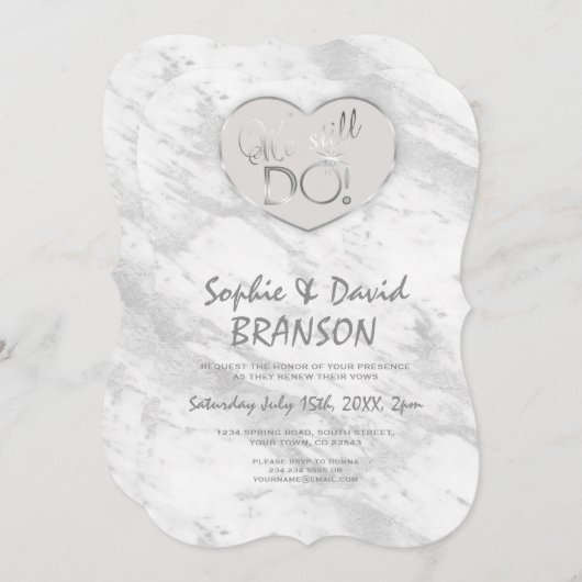 Elegante Zilveren Marmeren We doen nog steeds Huwe Kaart (Voorkant / Achterkant)