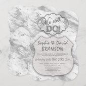 Elegante Zilveren Marmeren We zijn nog steeds getr Kaart (Voorkant / Achterkant)