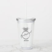 Elegante zilveren metalen textuur ring bruidsmeisj acryl drinkbeker (Voorkant)