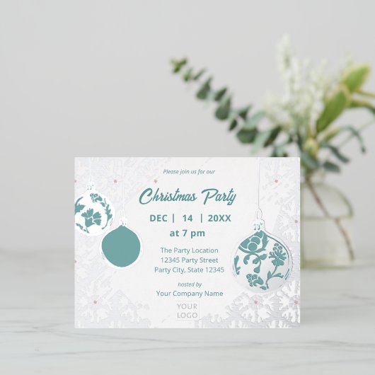 Elegante zilveren moderne feestelijke zakelijke va folie uitnodiging briefkaart (Staand Voorkant)