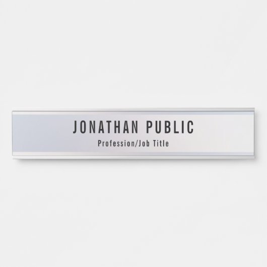 Elegante zilveren moderne professionele Sjabloon l Deurbordje (Voorkant)